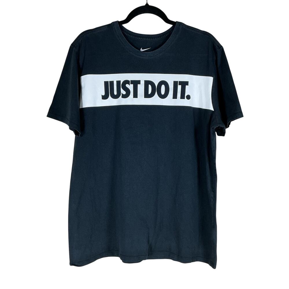 Nike Just Do It T-Shirt Men’s XL Black White Logo Athletic Cut Cotton Tee 2016